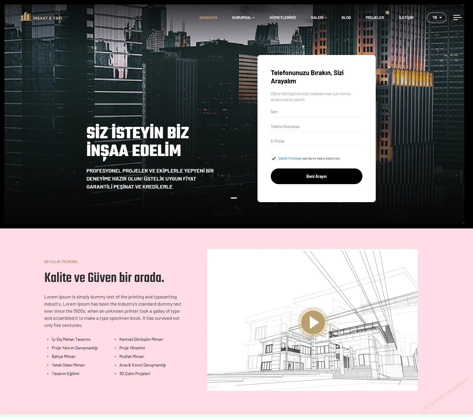 İNŞAAT VE YAPI FİRMASI TANITIM YAZILIMI 2 TEKLİF SİSTEMLİ