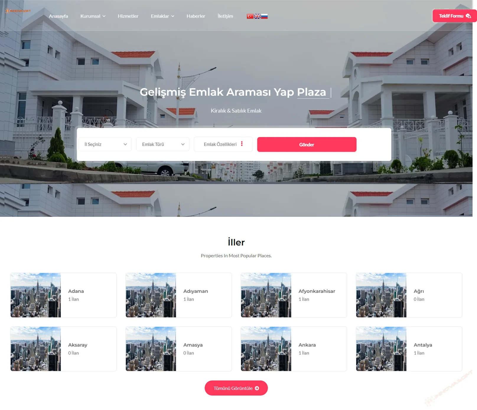 GELİŞMİŞ EMLAK SİTESİ YAZILIMI MOBİL UYUMLU